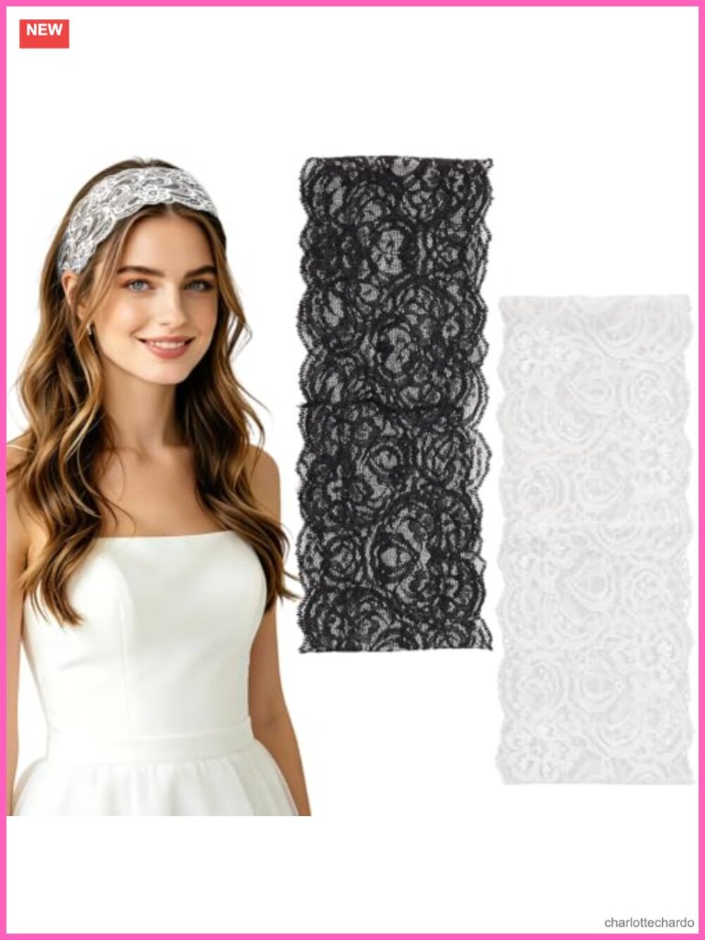 Lace Headband Set Floral Boho Stretch Elastic Hair Accessories for Women
